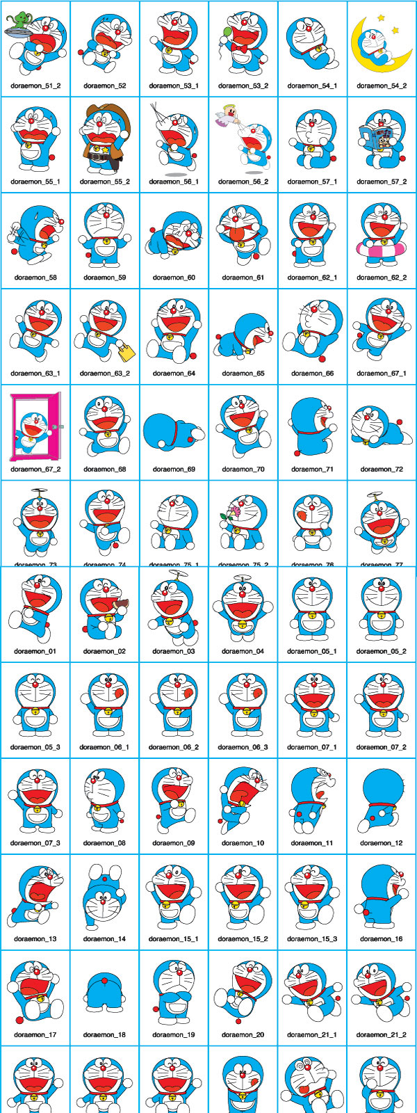   Vector Cartoon icon pack with Doraemon